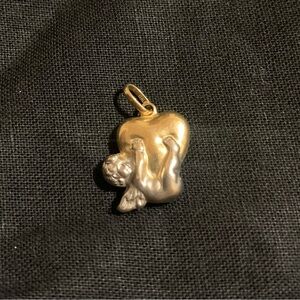 14k Gold 2 Tone Cherub on Heart Pendant